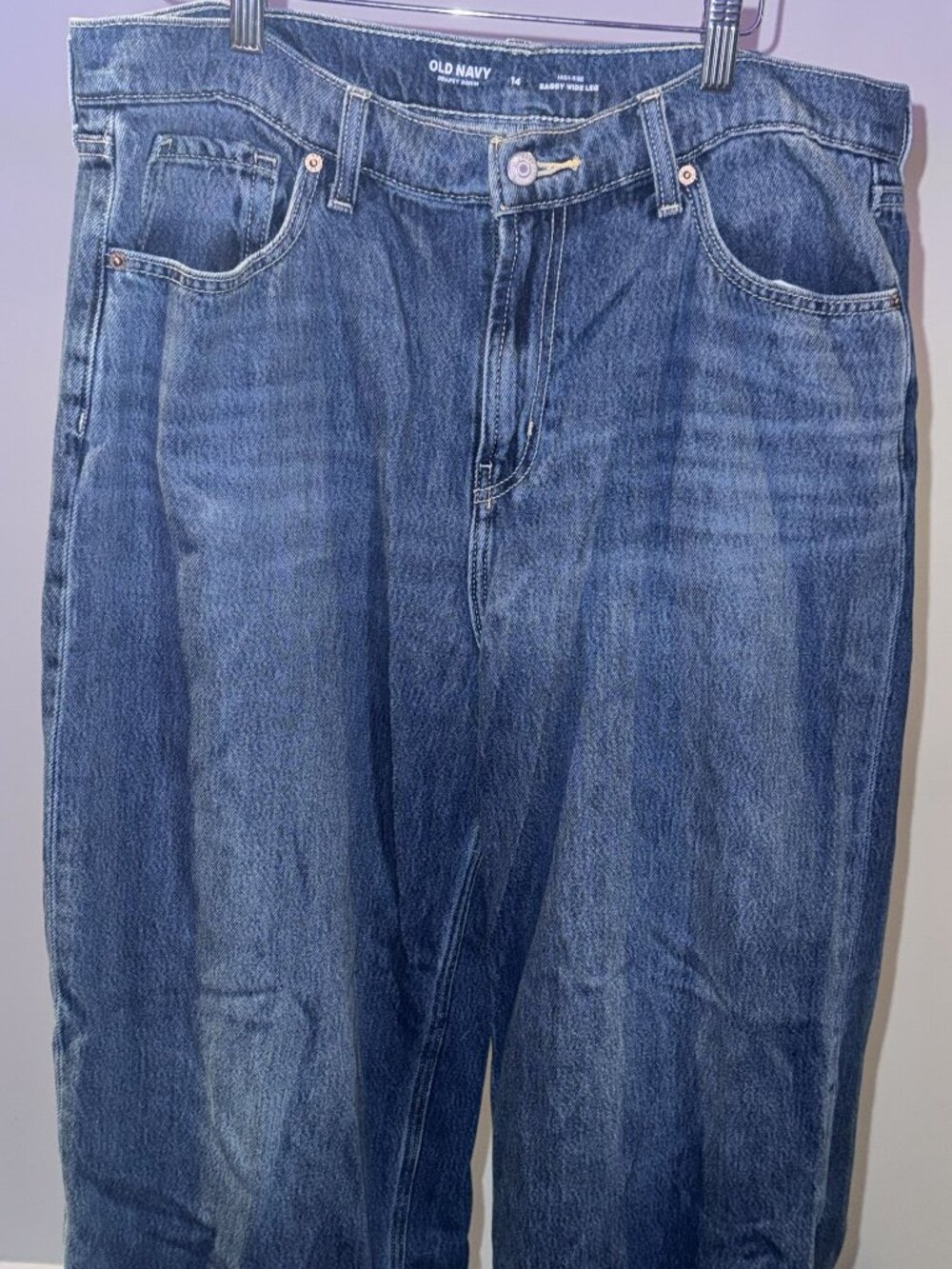 Old Navy High-Rise Baggy Wide-Leg Drapey Jeans Size 14 Medium Wash
